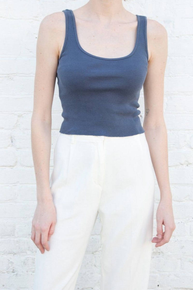 Debardeur Brandy Melville Sheena Crop Bleu Foncé | AUR-31383250